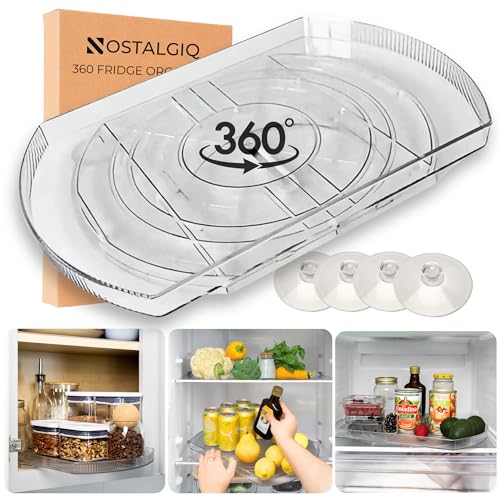NOSTA Home Rotating Lazy Susan for Refrigerator - Square Lazy Susan - Refrigerator Lazy Susan Organizer - Rotating Fridge Organizer - Large (16.5x11) - size: Large (16.5in x 11in)