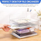 LALOBLUE Stackable Letter Tray Desk Organizer, Set of 4 Clear PET Paper & File Organizers, Document Storage for Office Supplies