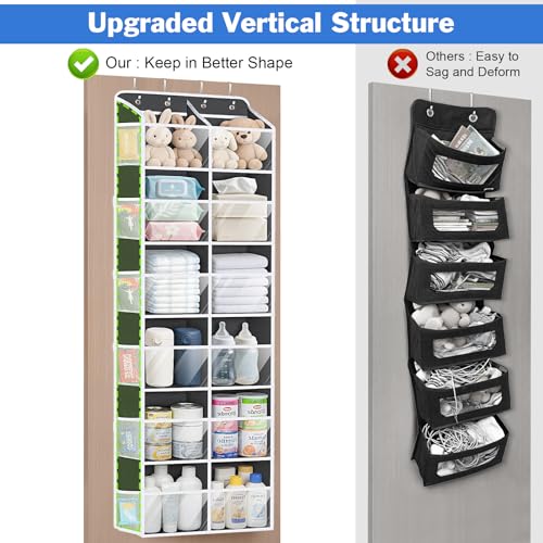 Univivi Over The Door Organizer, 6 Tiers Behind Door Storage with Clear Deep Pockets Hanging Organizer for Closet, Bedroom, Nursery, Bathroom and Sundries (Dark Grey) - color: Dark Grey
