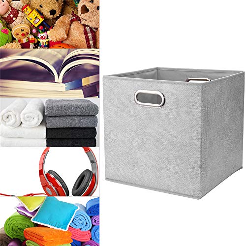 13 inch Storage Cubes Bins Grey White Fabic Storage Cubes Inserts Foldable Cloth Storage Boxes Collapsible Storage Baskets Drawer for Cube Organizer ,QY-SC07-3 - color: Gray-white dots