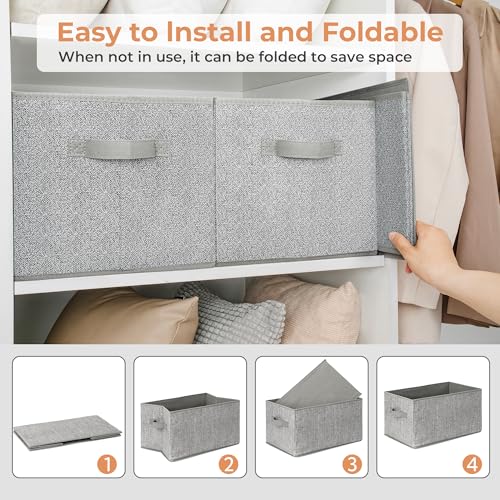 GRANNY SAYS Closet Storage Bins, Storage Baskets for Organizing, Fabric Storage Bins with Handles, Clothing Storage Containers for Organization Wardrobe, Gray, Large, 3-Pack - color: Ash Gray, size: Large