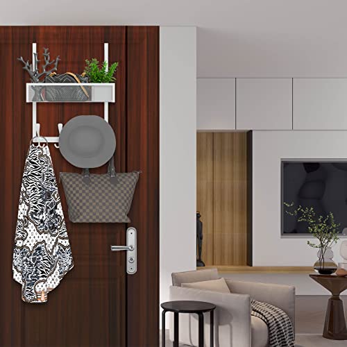 Kaiferty Over The Door Hooks Organizer,Over Door Hanger Towel Rack Mesh Basket with 12 Hooks,Back of Door Storage Organizer for Bedroom,Bathroom,Kitchen,Office(White) - color: 1 Upgrated Baskets-White