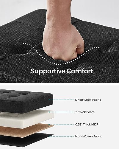 SONGMICS Storage Ottoman Bench, Foldable Foot Rest with Legs, 15 x 30 x 15.2 Inches, End of Bed Bench, Storage Chest, Load up to 660 lb, for Living Room, Bedroom, Entryway, Ink Black ULSF016B01 - color: Ink Black, size: 15"D x 30"W x 15.7"H