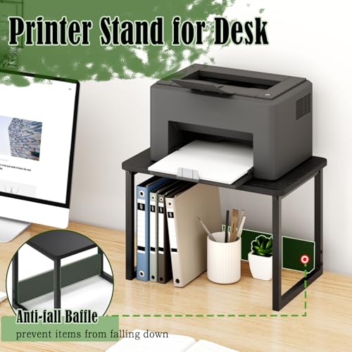 MARTY Printer Stand with Storage for Desk, Desktop Printer Stand Shelf Organzier for Home/Office Heavy Duty Printer Riser Under Desk Small Printer Table for Fax Machine Copier Scanner(Black) - color: Black, size: 2 Tier