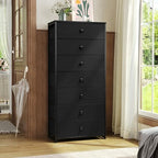 Crestlive Products Tall Dresser, 7-Drawer Wide Fabirc Storage Tower, Chests of Drawers - Vertical Organizer Unit for Bedroom, Hallway, Entryway, Nursery, Wood Top, Closets with Handles (Black) - color: Black, style: Wide-7 Drawers