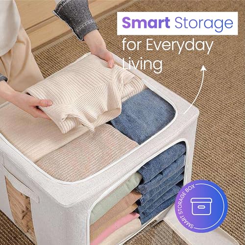 24L Pack Of Two Clothes Storage Bin, Foldable Blanket Storage Bags with Zippers, Under Bed Storage Box, Clear Window and Reinforced Handles, Bed Sheets Storage Box