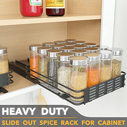 SpaceAid Pull Out Spice Rack Organizer for Cabinet, Heavy Duty Slide Out Seasoning Kitchen Organizer, Cabinet Organizer, with Labels and Chalk Marker, 8.5" W x10.75 D x2.5 H, 1 Drawer 1-Tier - style: 8.5" W, 1-Tier