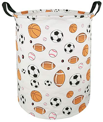 KUNRO Kids Laundry Hamper Clothes Gift Basket Storage Laundry Baskets Organizer Bin with Handles for Nursery Room (Balls) - color: Balls