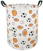 KUNRO Kids Laundry Hamper Clothes Gift Basket Storage Laundry Baskets Organizer Bin with Handles for Nursery Room (Balls) - color: Balls