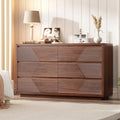 Ieejdn 55.12" Modern Chest of Drawer, 6 Deep Drawers,Clothes Organizer,Large Storage Cabinet for Living Room, Bedroom,Dresser TV Stand, Wood Drawer Organizer for Living Room, Hallway, Umber