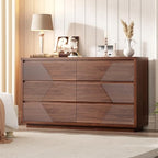 Ieejdn 55.12" Modern Chest of Drawer, 6 Deep Drawers,Clothes Organizer,Large Storage Cabinet for Living Room, Bedroom,Dresser TV Stand, Wood Drawer Organizer for Living Room, Hallway, Umber