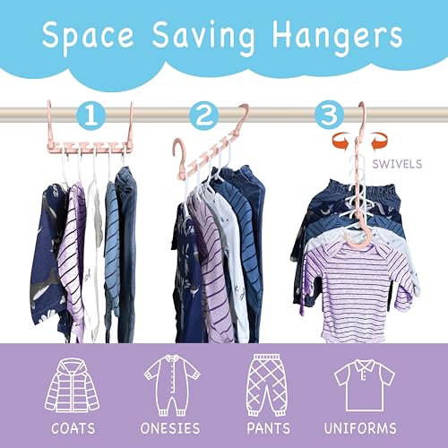 Wonder Hanger Max 10-Pack Space Saving Hangers, Reinforced Hooks Swivels 360°, Cascading Hanger, Teens, College Dorms, Kids & Closet Organizer, Assembled – Pastel Pink - color: Pink, size: PACK OF 10
