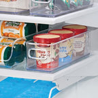 iDesign Stackable Fridge Bin with Handles - Ideal for Freezer or Pantry, Set of 2, Clear, Made in USA - style: Pack of 2