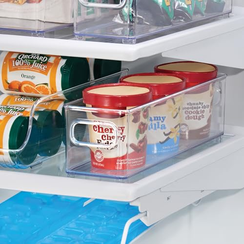 iDesign Stackable Fridge Bin with Handles - Ideal for Freezer or Pantry, Set of 2, Clear, Made in USA - style: Pack of 2