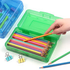 Tamaki 3 Pack Plastic Pencil Box Large Capacity Pencil Boxes Clear Boxes with Snap-tight Lid Stackable Design and Stylish Office Supplies Storage Organizer Box, Blue, Green, Pink - color: Blue,Green,Pink