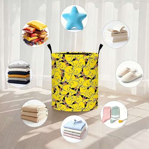Duck Laundry Basket Storage Bin Foldable Laundry Hamper Clothes Storage Bucket Organizer 19.6x15.7 Inch For Laundry Room/Bedroom/Bathroom - color: Duck
