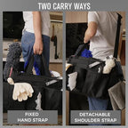 SCAVATA Wearable Cleaning Caddy Organizer with Handle & Shoulder Straps for Housekeepers, Under Sink & Car Cleaning Tool Organizer Bag with 4 Foldable Dividers (Black) - color: Black