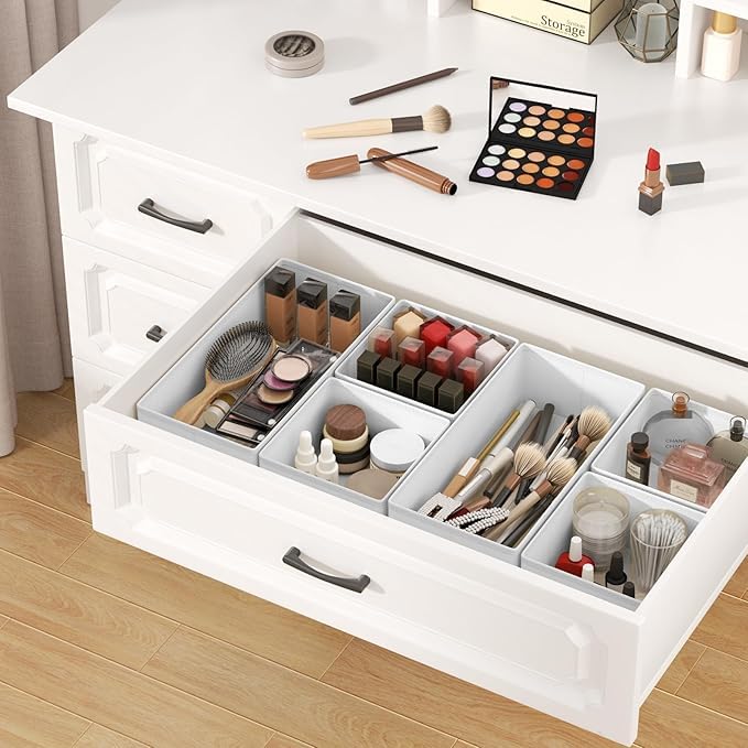 DIMJ Drawer Organizer Clothes 20 Pack - Foldable Baby Organizers and Storage & Dresser Organizer for Bedroom, Closet - Nursery Organization Dresser Dividers for underwear, Sock,Bra, Belt, Tie, White - color: White, size: 20 Pack