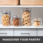Oggi 4pc Clear Canister Set with Clamp Lids Airtight Containers in Sizes Ideal for Kitchen & Pantry Storage of Bulk, Dry Foods Including Flour, Sugar, Coffee, Rice, Tea, Spices & Herbs (Pack of 3) - size: 4-Piece Set (Pack of 3)