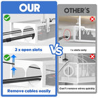 Under Desk Cable Management Tray No Drill 15.1’’, Metal Mesh Cable Management Box with Hybrid Side Slots & Reinforced Basket,Adjustable Cable Tray with Wire Management for Office Home,1 Pack (White) - color: White