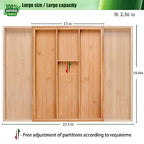 guiogc Bamboo Silverware Organizer, Expandable Kitchen Drawer Organizer and Utensil Organizer, Cutlery Tray with Drawer Dividers for Kitchen Utensils and Flatware, Bedroom, Living Room (Natural) - size: Two-sided pull