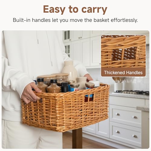 StorageWorks Pantry Baskets, Willow Storage Baskets for Organizing, Shelves, Pantry Organizers and Storage, Brown, 15"L x 11"W x 6 ¾"H - color: Willow(Light Brown), size: 15"L x 11"W x 6 ¾"H
