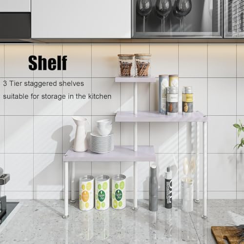 Countertop Organizer Organization 3 Tier Kitchen Corner Shelves Adjustable Spice Storage Rack for Bathroom Coffee Area Over Sink (Light Purple) - color: Light Purple