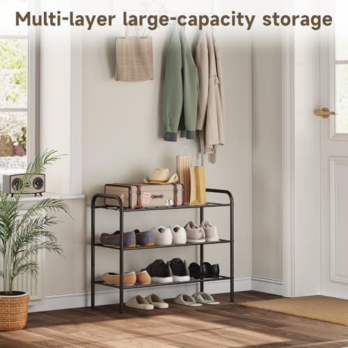 Shoe Rack,Long Shoe Organizer for Closet,Wide Shoe Storage for Entryway, 3 Tier Sturdy Metal Free Standing Shoe Shelf - size: 3-tier-short