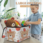 Custom Storage Basket with Name, Personalized Storage Bins with Zipper Lid, Foldable Fabric Storage Box Large capacity with Handle Bear Strawberry - color: Option 15