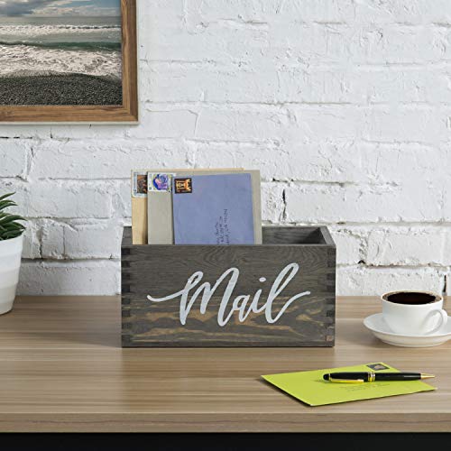 MyGift Mail Holder Storage Organizer Box Solid Wood with MAIL Script Design, Desktop Letters, Bills, Notes and Postcard Bin for Home Office Dorm Room (Vintage Gray) - color: Vintage Gray