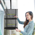 MEKOLIFE 2 Layer Herb Drying Rack, Collapsible Mesh Drying Rack, Small Hanging Drying Net with Green Zipper & Hooks, Indoor Outdoor for Drying Herbs, Socks, Underwear, Seafood & Camping Food (11.81") - size: 2 Layers