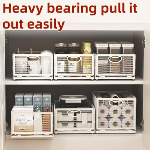 Pull out Cabinet Organizer with Sliding Drawer, 1 Pack Under Sink Organizers and Storage Rack, Adhesive Nano Film Heavy Duty Slide out Pantry Shelves for Kitchen,Sink, 9.6"W x11.8"D x 8.4"H - size: 9.6"W x11.8"D x 8.4"H