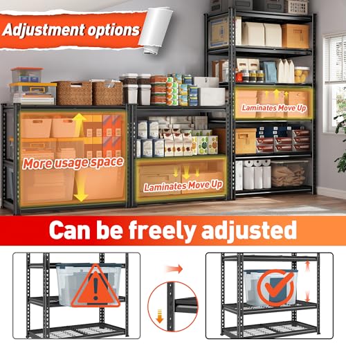 REIBII 3300LBS Garage Shelving Heavy Duty, 79" H x 40" W x 16" D Garage Storage Shelves, 6 Tier Adjustable Metal Shelving Unit, Multi-Use Storage Rack for Kitchen, Office Room, Pantry, Basement - size: 40"Wx16"D x 79"H