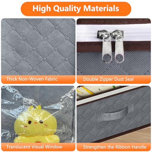 90L Under Bed Storage Containers,4-Pack Closet Organizers and Storage Bins,for Organization and Storage Clothes, Shoes, Blankets & Pillows,Visible Transparent Top Storage Bins with Lids, Grey - color: Grey, size: 4 Pack