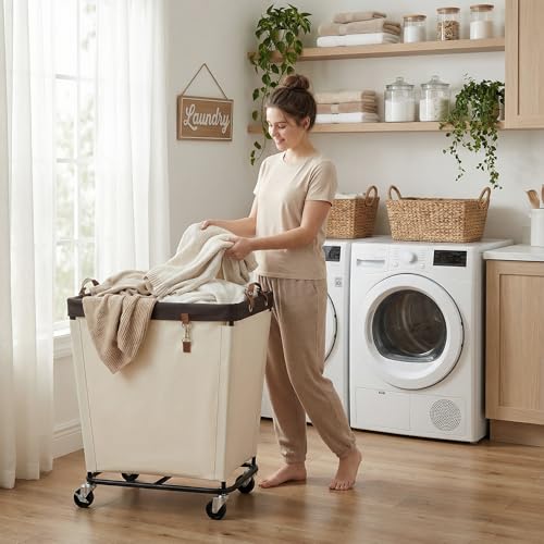 StorageWorks 210L Laundry Basket with Wheels, Extra Large Rolling Hampers for Clothing Organizer, Dirty Clothes Basket for Hotel, Home, Closet, Dorm, Beige - color: Beige, size: 210L