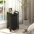 LAATOOREE Laundry Hamper, Two-Color Laundry Basket with Removable Laundry Bag and Top Shelf, Clothes Hamper for Samll Space,Laundry Room, Bedroom, Bathroom - style: 1bag-Black Walnut