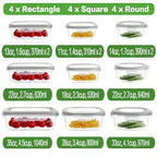 HOMBERKING 24pc Glass Food Storage Containers with Lids, Glass Meal Prep Containers, Airtight Bento Boxes, BPA Free & Leak Proof, Pantry Kitchen Storage(12 lids & 12 Containers) - Gray - color: Light Grey