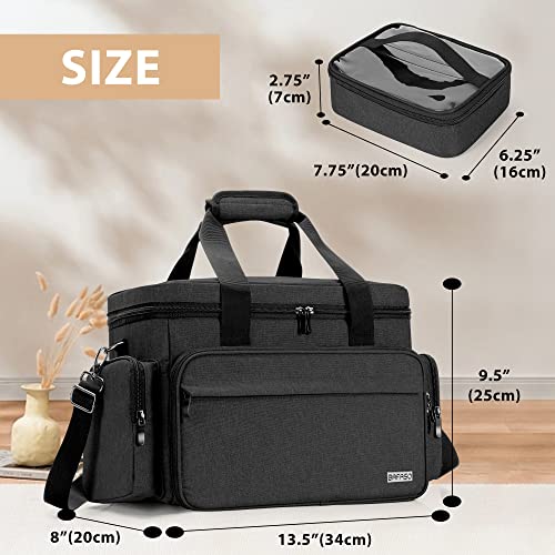 BAFASO Large Makeup Bag with 2 Removable Pouches and Detachable Dividers, Multifunctional Cosmetic Bag to Keep Makeup and Hair Supplies (Patent Pending), Black - color: Black