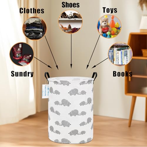 LANGYASHAN Storage Bin, Canvas Fabric Collapsible Organizer Basket for Laundry Hamper,Toy Bins,Gift Baskets, Bedroom, Clothes,Baby Nursery (Full Love Elephant) - color: Full Love Elephant