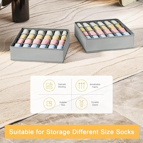 1Pcs Sock Drawer Organizer Divider Underwear Organizer, 24 Cell Closet Organizers and Storage Organizer Sock Holders Organizers for Storing Socks, Handkerchiefs, Ties, Belts