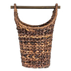 Creative Co-Op Boho Oval Braided Bankuan Bathroom Tissue/Toilet Paper Basket with Wood Handle, Brown - color: Brown