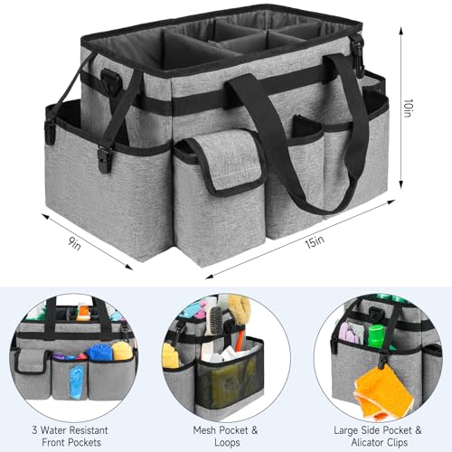 Cleaning Caddy Bag,Large Cleaning Supplies Organizer with Handle for Housekeepers,Gray - color: Grey, size: Large