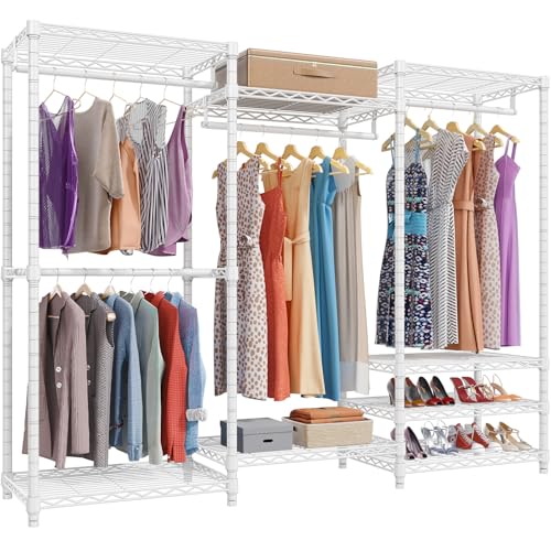 VIPEK V5 Portable Closet Wardrobe Heavy Duty Clothes Rack, Freestanding Clothing Racks with 4 Hang Rods & 8 Shelves, Adjustable Custom Closet Racks, 68.9" L x 15.7" W x 76.4" H, Max Load 800LBS, White - color: White, size: V5 Standard