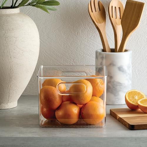 iDesign Pantry Storage Bin with Handles for Kitchen Cabinets or Fridge - Clear - Made in USA - style: Pack of 1