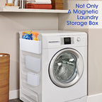 Picowe 3 PCS Magnetic Laundry Storage, Magnetic Storage Box for Laundry Room, Kitchen, Bathroom, Office, Space-Saving Trash Container Hanging on Dryer, Washer or Wall Mount Trash Bin (White) - size: L+ M + S - White