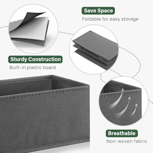 Kootek 16 Pack Drawer Organizer Clothes, Dresser Drawer Organizers for Clothing Fabric Foldable Closet Organizers and Storage Bins for Baby Clothes, Nursery, Underwear, Bras, Socks - color: Dark Grey