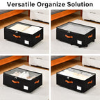 Freebat Under Bed Storage Organizer with Wheels, Underbed Container with Clear Lid Cover, Storage Bag Box with Visiable Window for Clothes, Bedsheet, Pillow, 2 Pack - size: 10 Inch