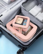 LETGO Clear Makeup Bags Set - TSA Approved Toiletry Bag with Handle Large Opening, Clear Toiletry Bags Case Pouch for Traveling Travel Car Orangizer Storage Essentials (Mini+Large Pink) - color: 0-Large+Mini-Pink