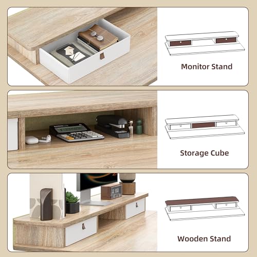 TIQLAB Standing Desk with Two Drawers, Stand Up Standing Desk Adjustable Height, Electric Sit Stand Table with Storage Shelf and Splice Board, 63 * 24 inch, Maple - color: Maple, size: 63*24 inch without keyboard tray