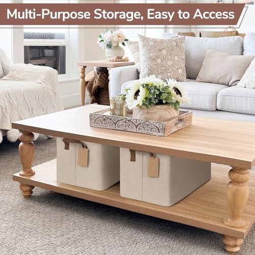 CHICVITA 4 Pack Large Storage Baskets for Shelves, Collapsible Towels Organizer Bins with Metal Frame, Closet Organizers and Storage Basket for Toys, Blankets, 16.8" x 11" x 9.8", Brown - color: Brown, size: 30L (16.8"L x 11"W x 9.8"H)